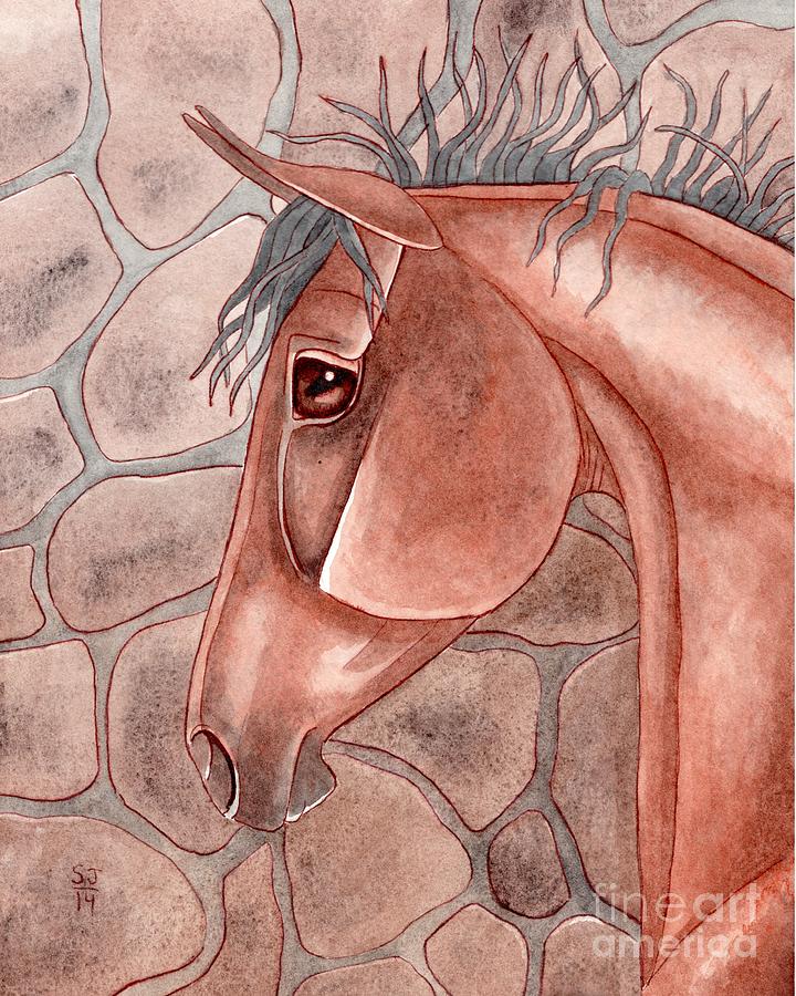 Horse Painting - Bay Over Stone by Suzanne Joyner