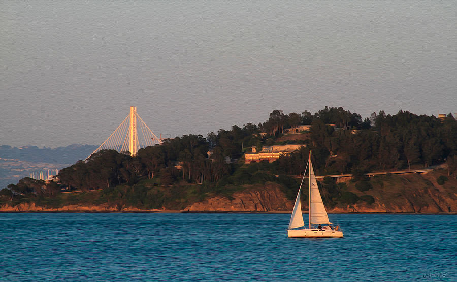 Bay scene with sailboat Photograph by Bonnie Follett