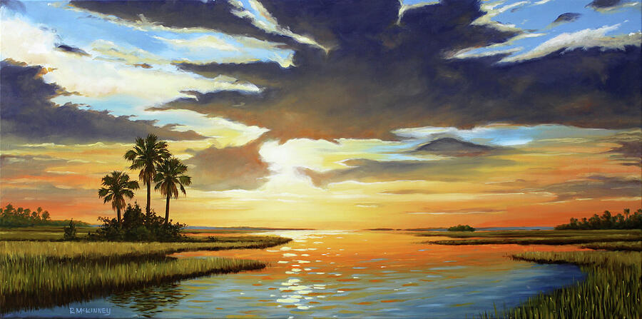 Bay Sunset Painting by Rick McKinney