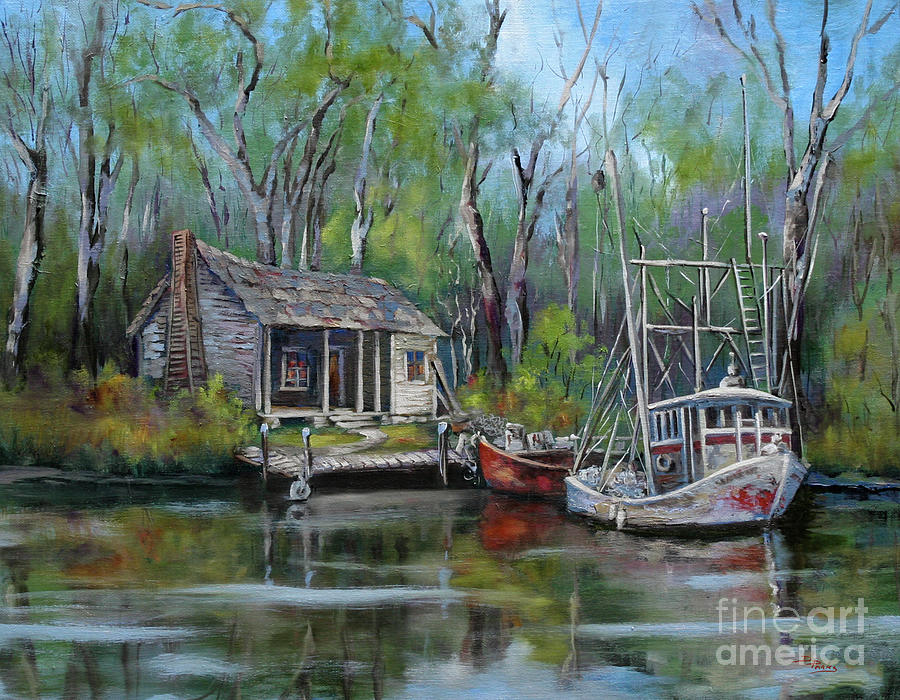 Louisiana Bayou Painting - Bayou Shrimper by Dianne Parks