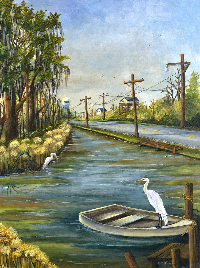 Egret Painting - Bayou Terre aux Boeufs by Elaine Hodges