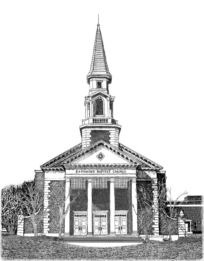 Bayshore Baptist Church Drawing by James M Thomas - Fine Art America