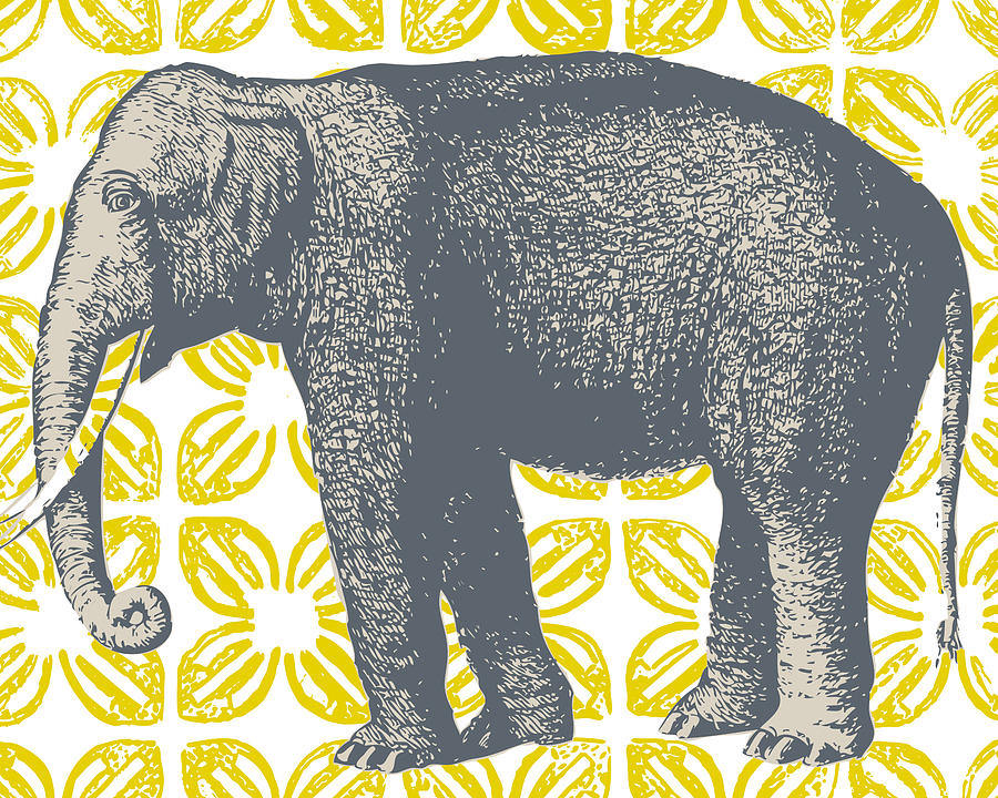 Elephant Digital Art - Bazaar Elephant Yellow by Thomas Paul
