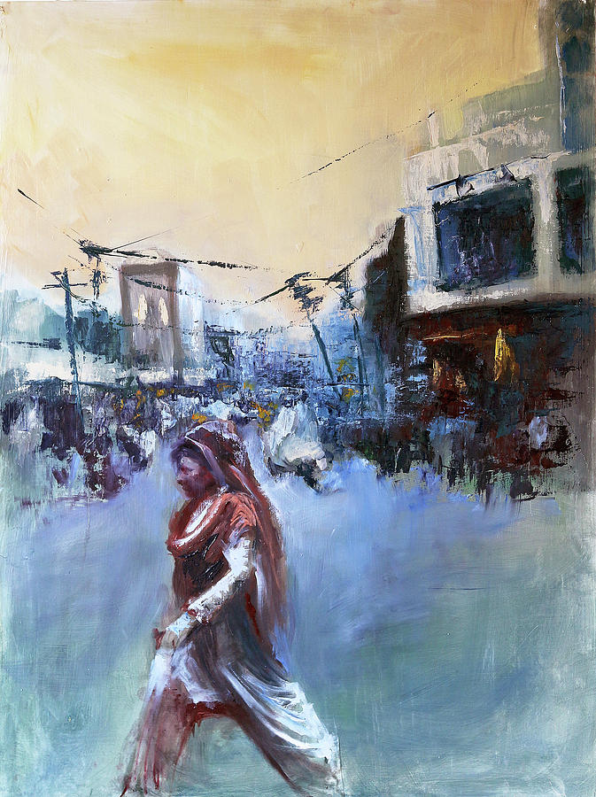 Bazaar in poetry Painting by Art of Raman