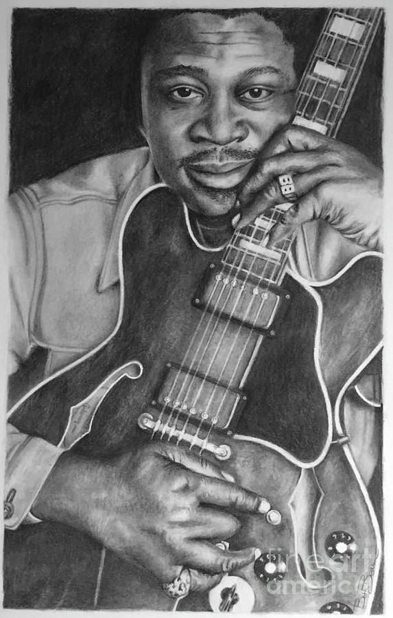 B B King Drawing by Beth Hubbard