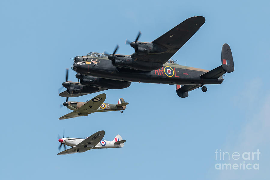 BBMF Lancaster and SPitfires Digital Art by Airpower Art