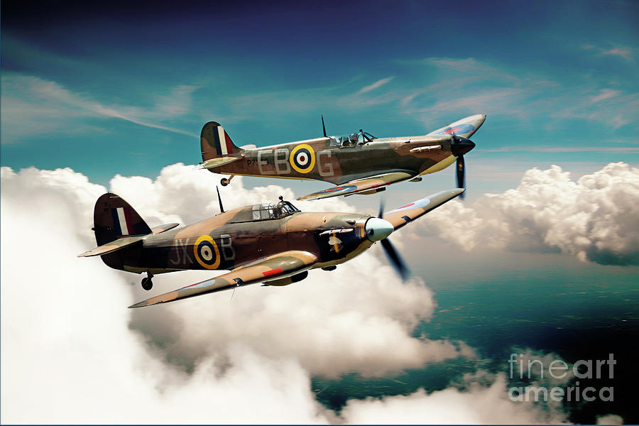 BBMF Spitfire and Hurricane Digital Art by Airpower Art BBMF Spitfire and Hurricane Digital Art by Airpower Art