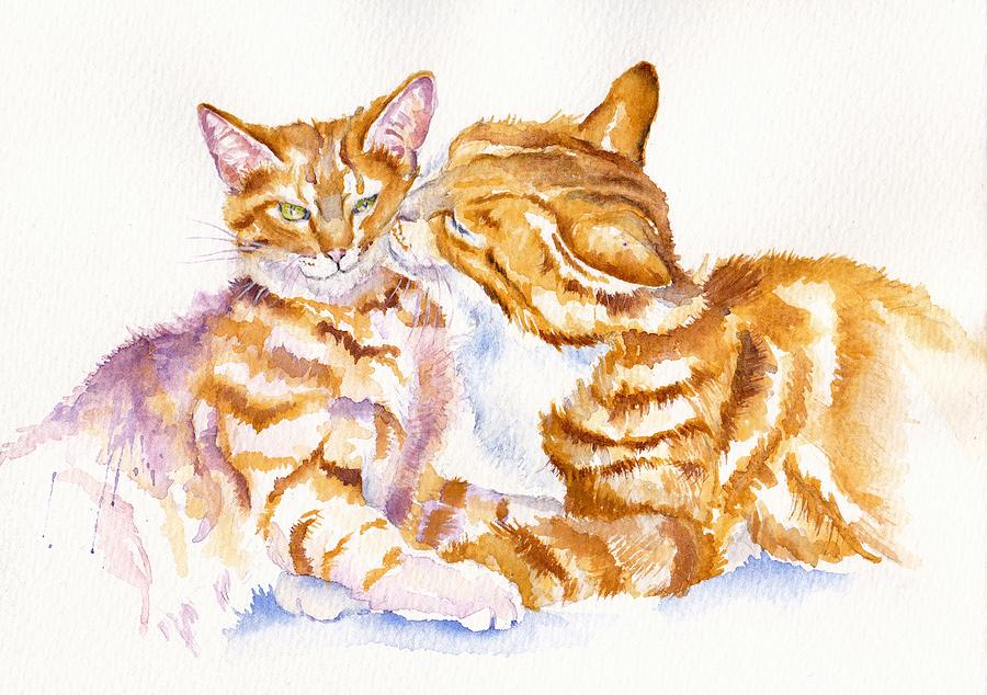 Cat Painting - Be Adored - Ginger Cats by Debra Hall