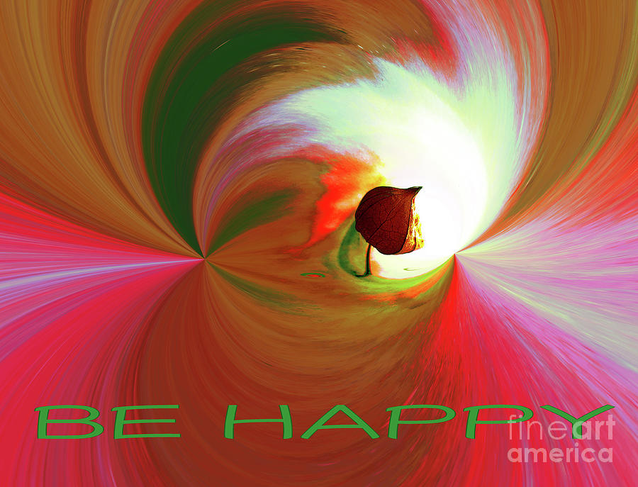 Be Happy, red-rose with Physalis Digital Art by Eva-Maria Di Bella