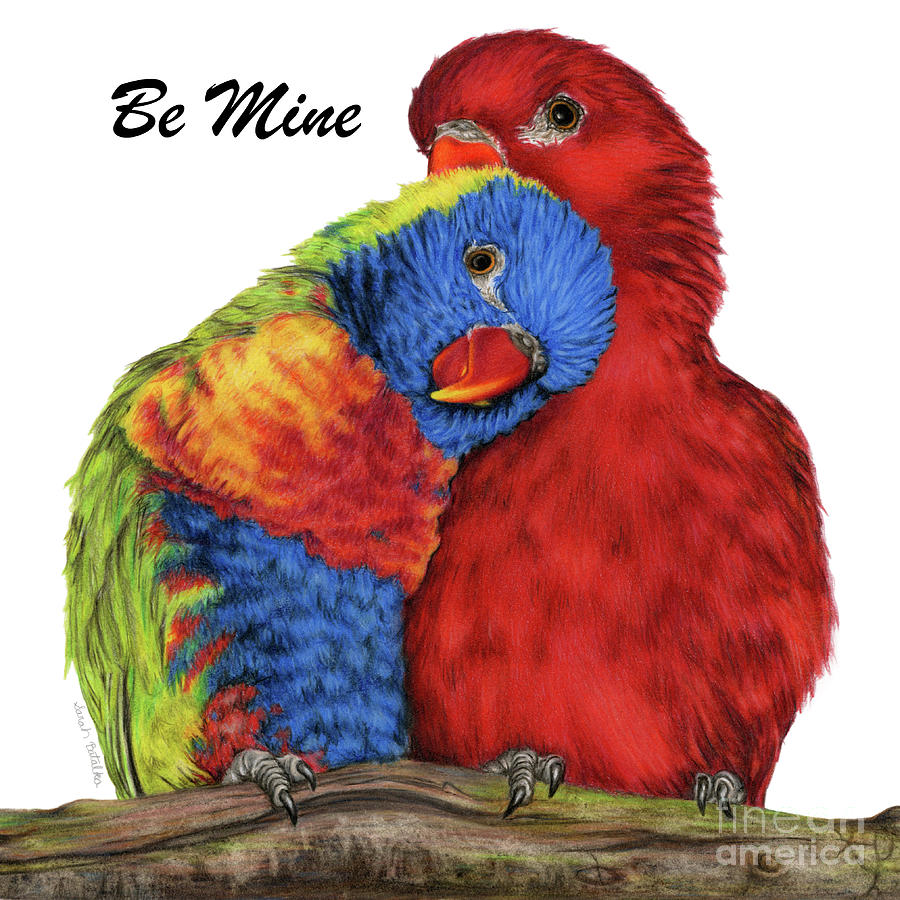 Lovebirds Painting - Be Mine by Sarah Batalka Lovebirds Painting - Be Mine by Sarah Batalka