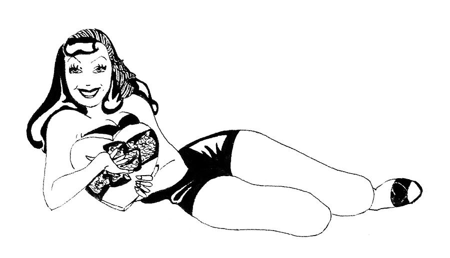Pin-up Drawing - Be my Valentine by Beverly Solomon Design Pin-up Drawing - Be my Valentine by Beverly Solomon Design