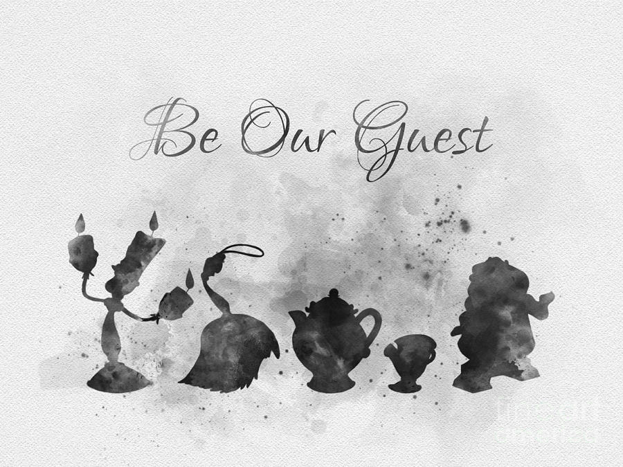 Be Our Guest black and white Mixed Media by My Inspiration