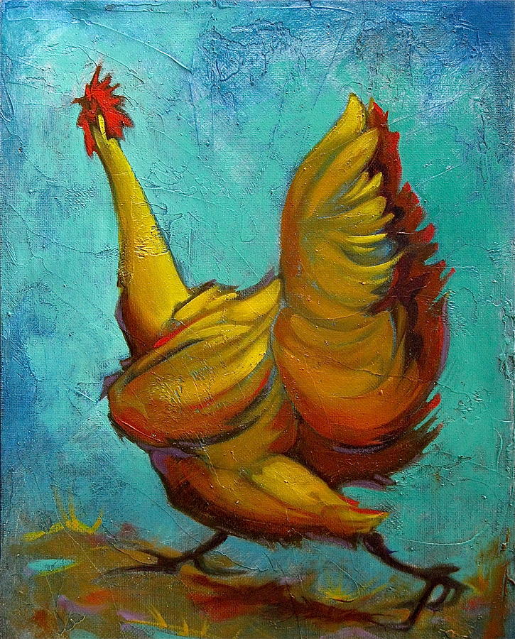Rooster Painting - Be Right Back I Forgot My Wallet by Roberta Smith
