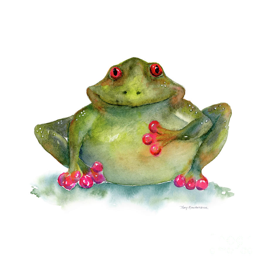 Watercolor Frog Painting - Be Still My Heart by Amy Kirkpatrick