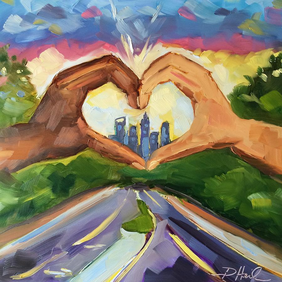 Skyline Painting - Be the Love by Donna Heil