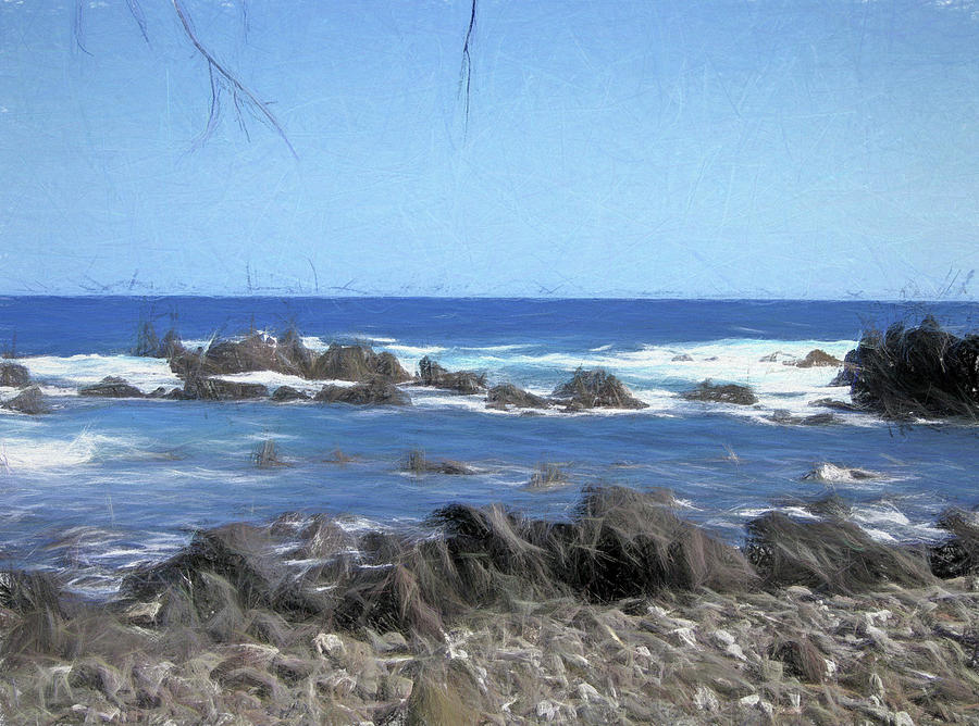 Beach and Rocks Photo Sketch Photograph by Mary Bedy