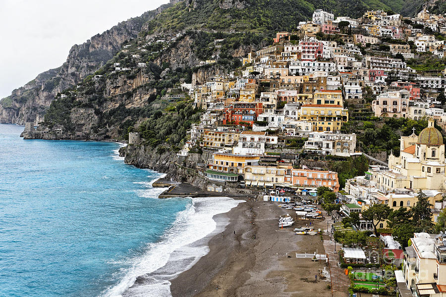 Architecture Photograph - Beach and Town of Positano by George Oze