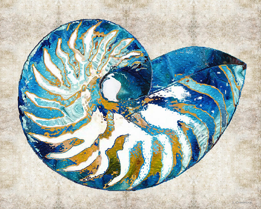 Beach Art - Nautilus Shell Bleu - Sharon Cummings. is a painting by Sharon ...