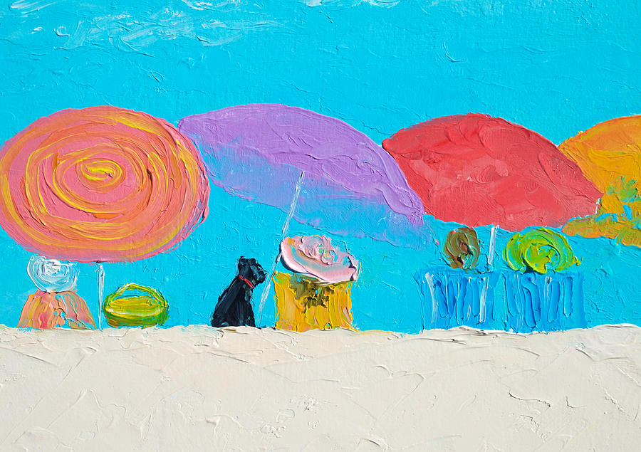 Impressionism Painting - Beach Art - Soaking up the sun by Jan Matson