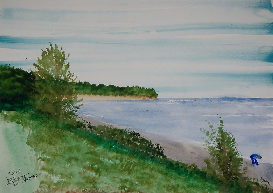 Beach at Flood Bay Lake Superior Painting by Troy Thomas