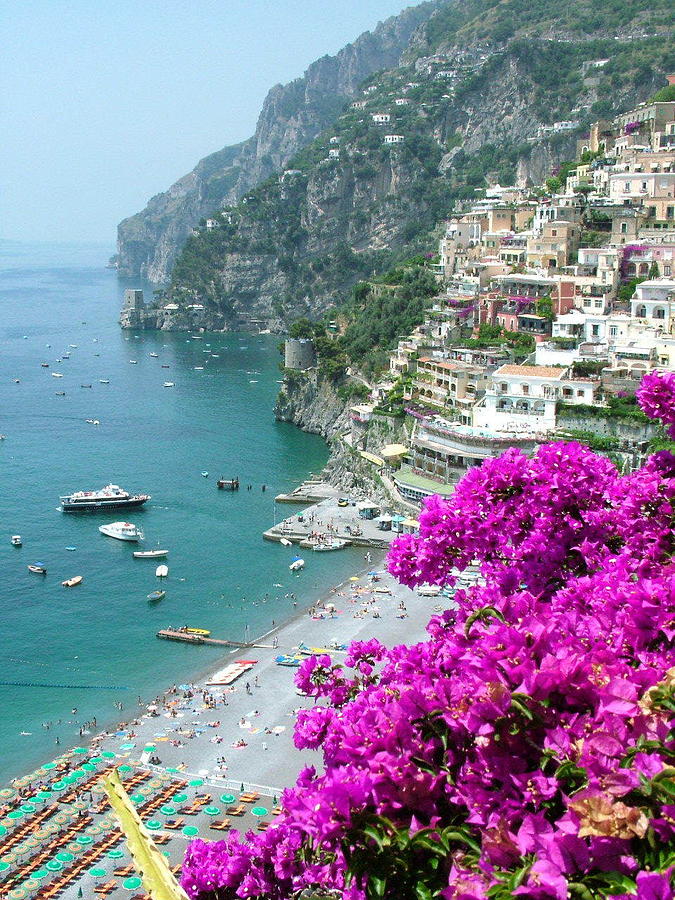 Flower Photograph - Beach at Positano by Donna Corless