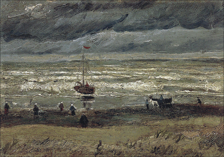 Vintage Painting - Beach at Scheveningen in Stormy Weather, 1882 by Vincent Van Gogh