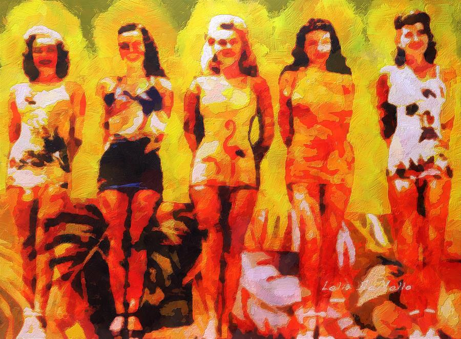 Beach Babes Painting by Lelia DeMello
