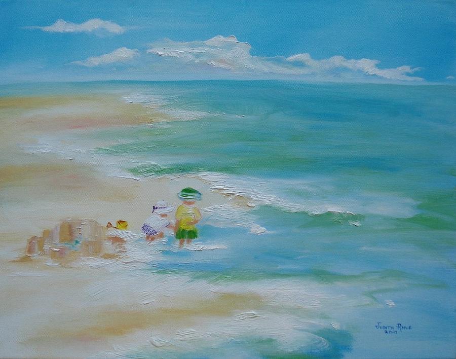 Beach Baby Builders Painting by Judith Rhue