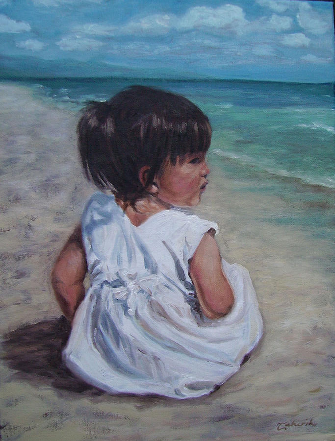 Children Painting - Beach Baby by Tahirih Goffic Children Painting - Beach Baby by Tahirih Goffic