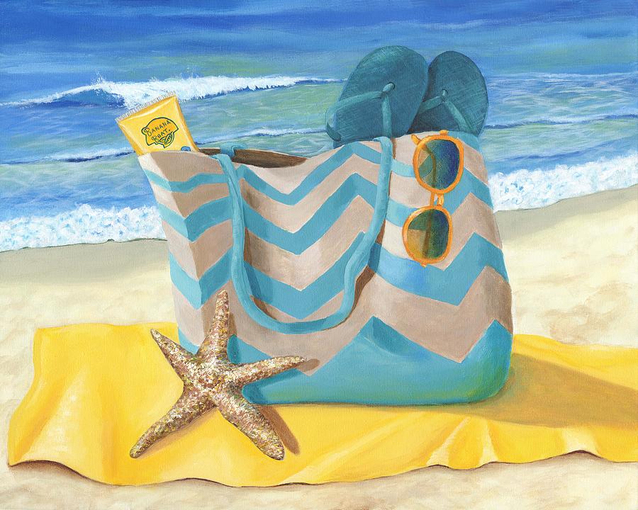 Beach Bag Painting by Donna Tucker