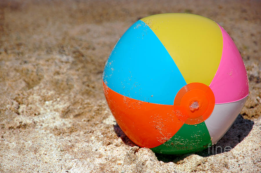 Space Photograph - Beach Ball on Sand with Copy Space by Paul Velgos