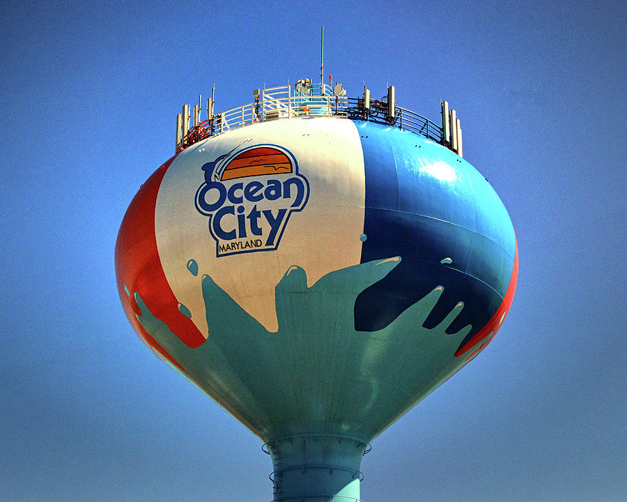Beach Ball Water Tower in Ocean City Photograph by Bill Swartwout