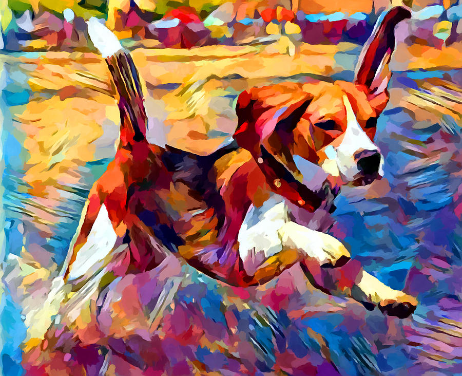 Beach Beagle Painting by Chris Butler