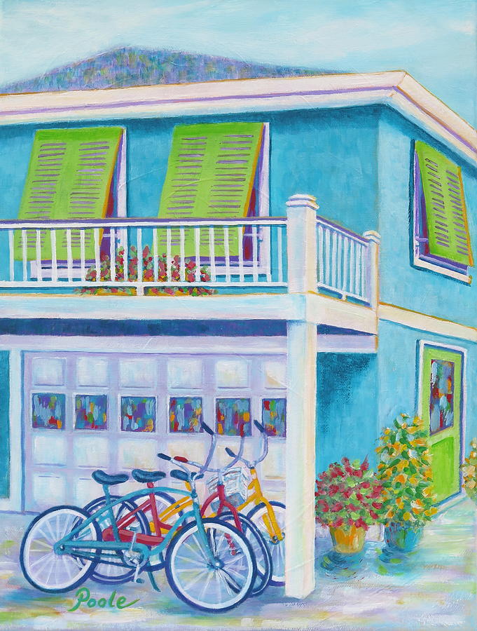 Beach Bikes Painting by Pamela Poole