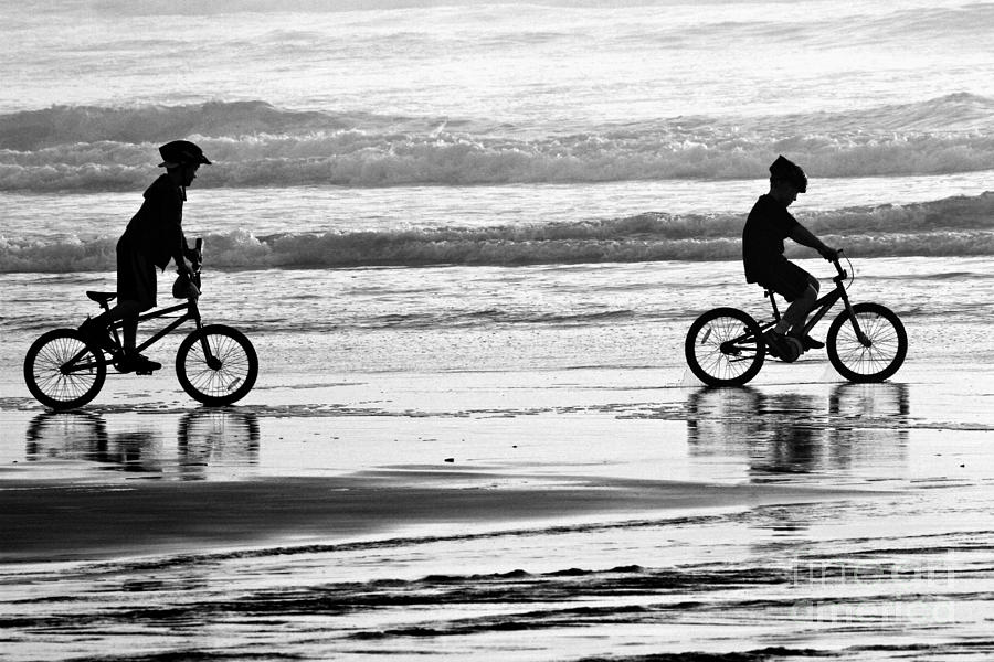 Beach Biking - Black And White Photograph by Adam Jewell