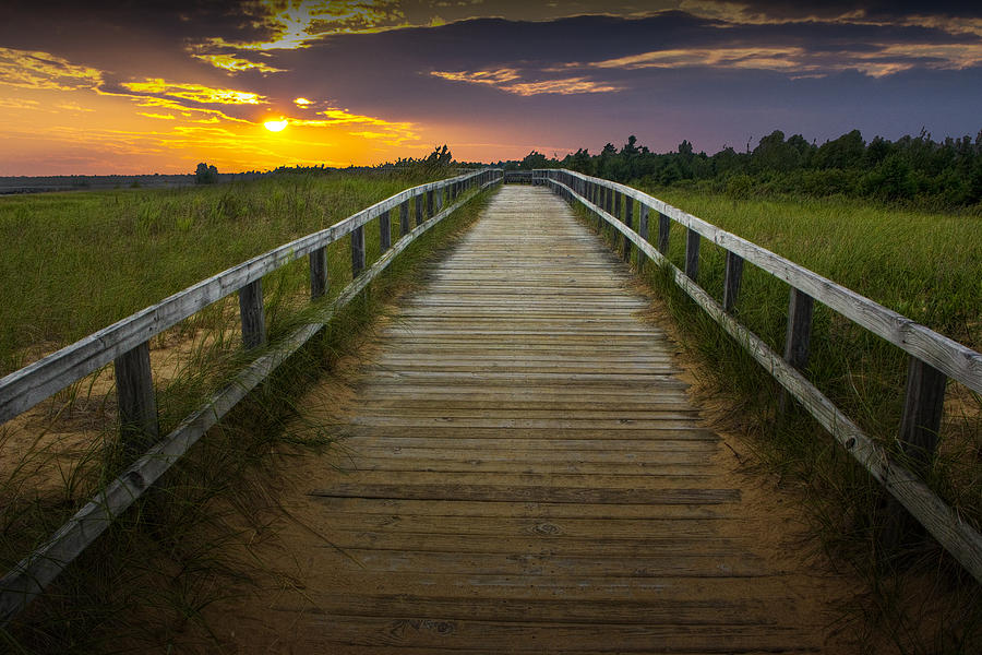 Beach Boardwalk at Sunset Photograph by Randall Nyhof