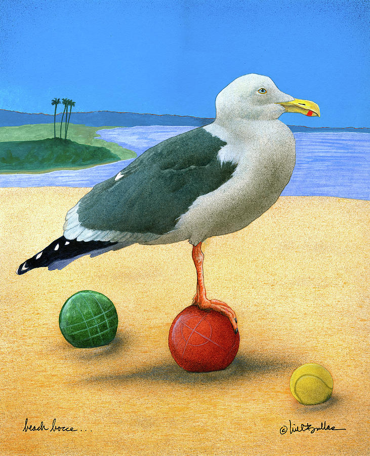 Beach Bocce... Painting by Will Bullas