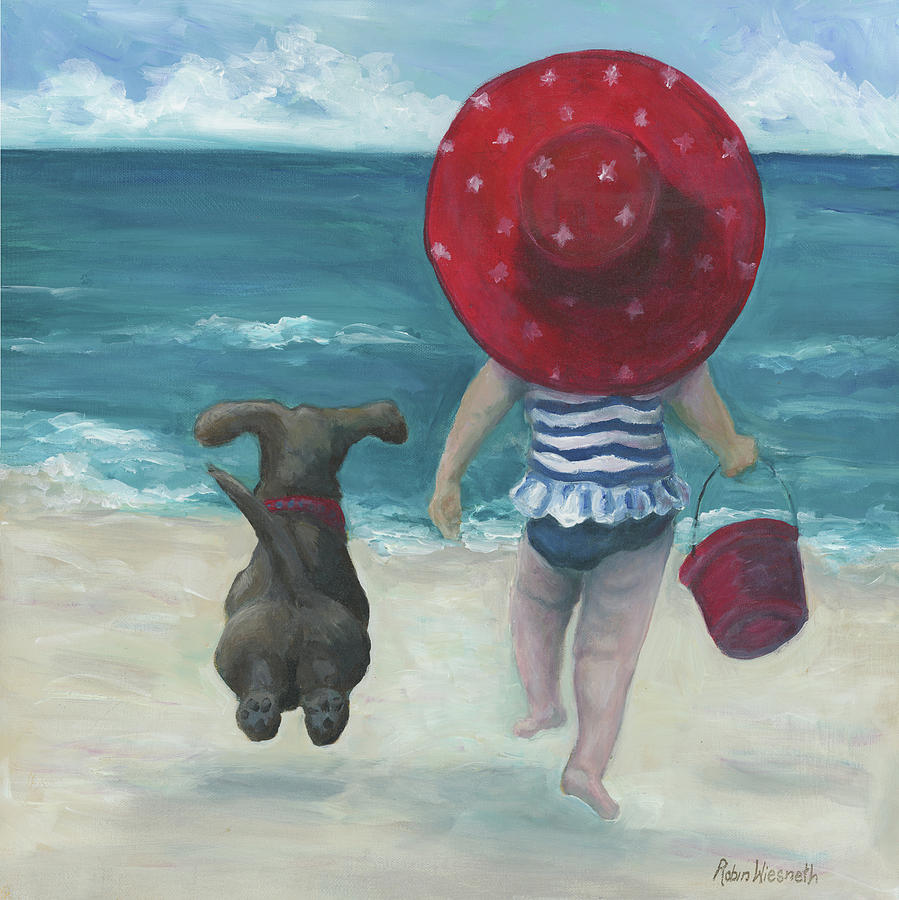 Beach Buddies 2 Painting by Robin Wiesneth