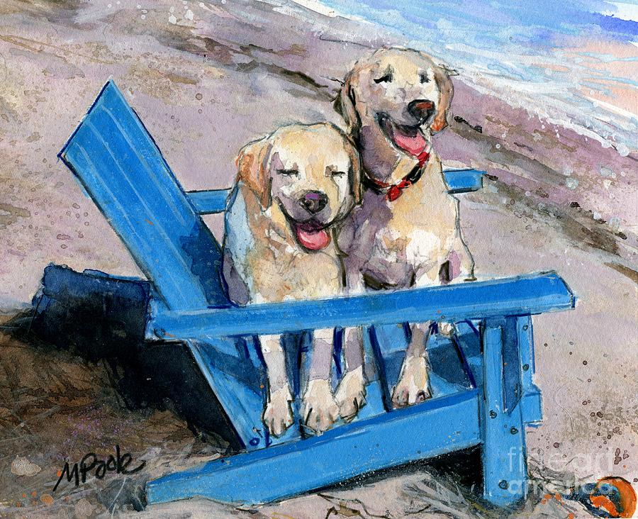 Yellow Dogs Painting - Beach Bums by Molly Poole