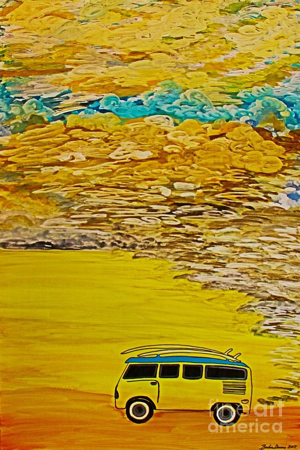 Beach Bus Painting by Barbara Donovan