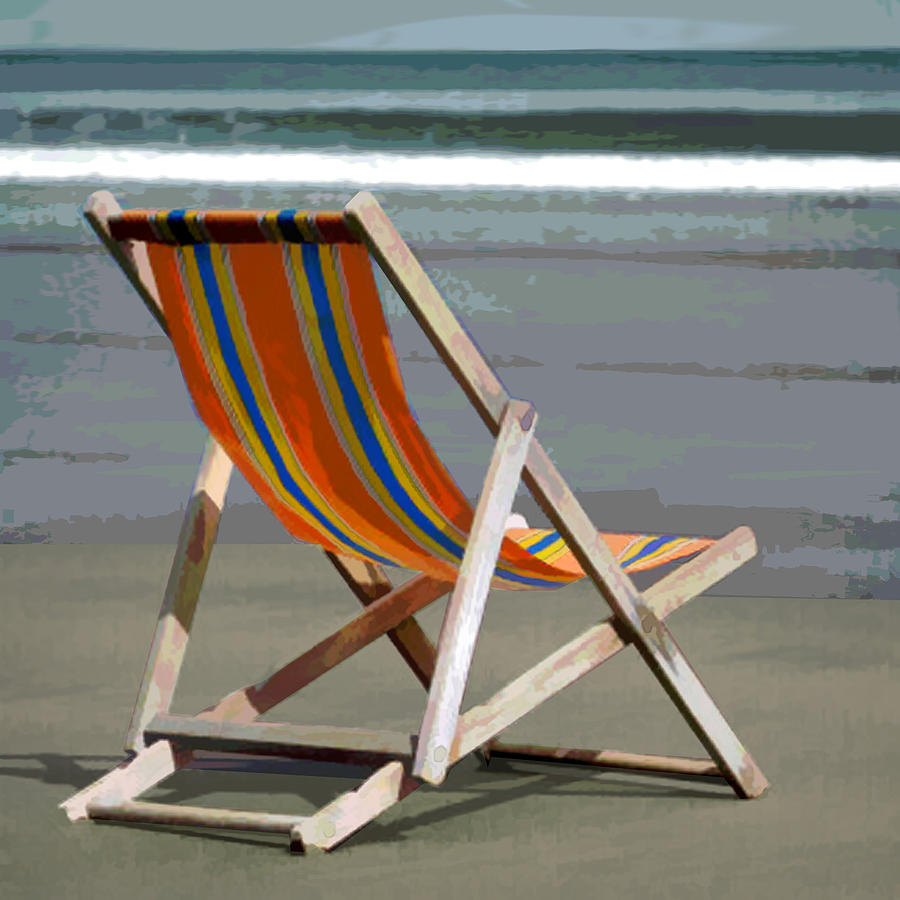 Beach Painting - Beach Chair and Ocean Stripes by Elaine Plesser