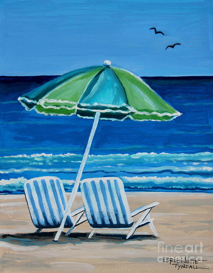 Beach Chair Bliss Painting by Elizabeth Robinette Tyndall