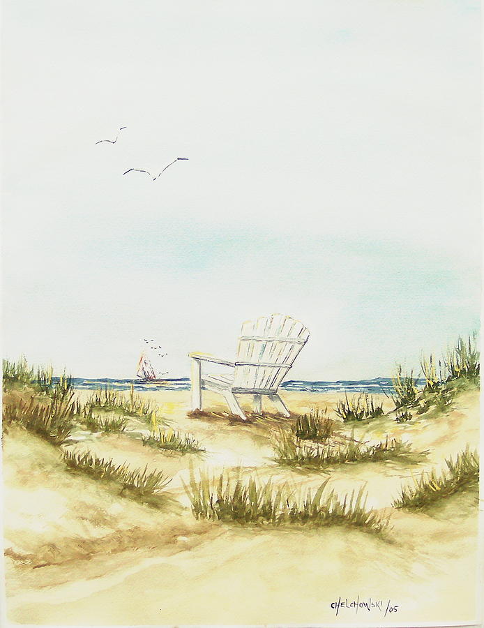Beach Chair Painting by Miroslaw  Chelchowski