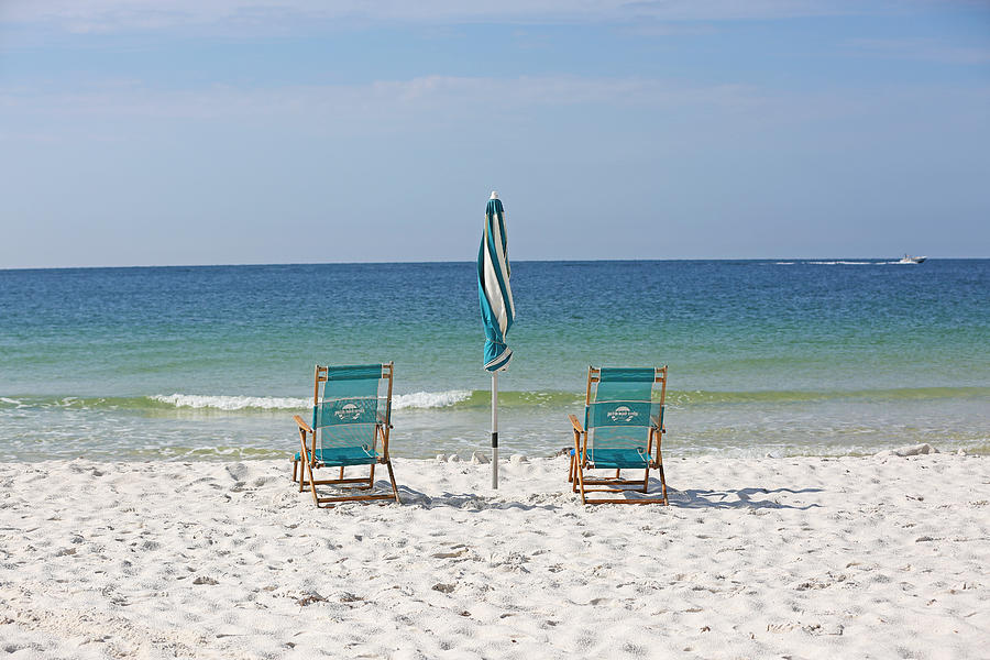 Umbrella Photograph - Beach Chairs by Ty Helbach
