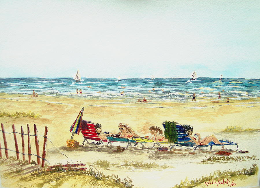 Beach Club Painting by Miroslaw  Chelchowski