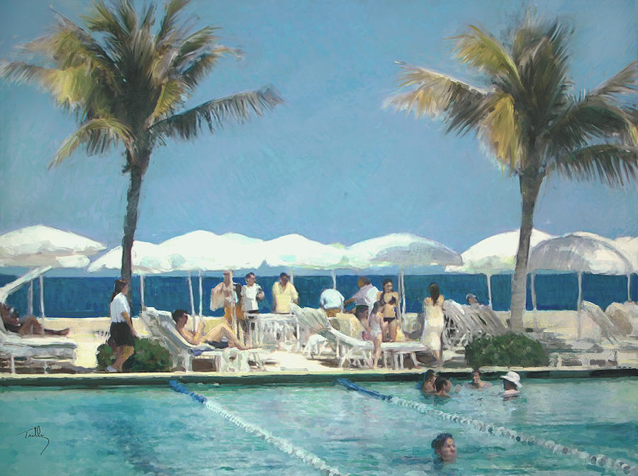 Beach Club Painting by Thomas Tribby