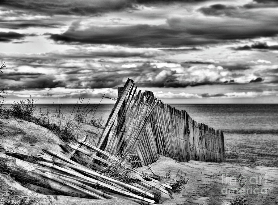 Beach Coast Canet France Sand Fence Mediterranean  Photograph by Chuck Kuhn