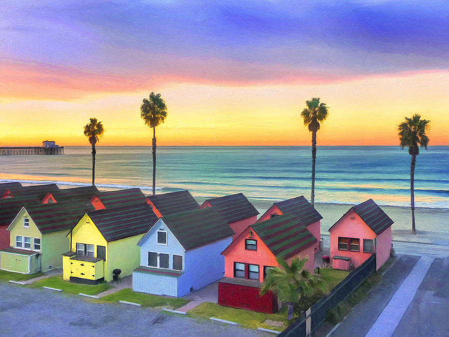 Beach Cottages in Oceanside Painting by Dominic Piperata