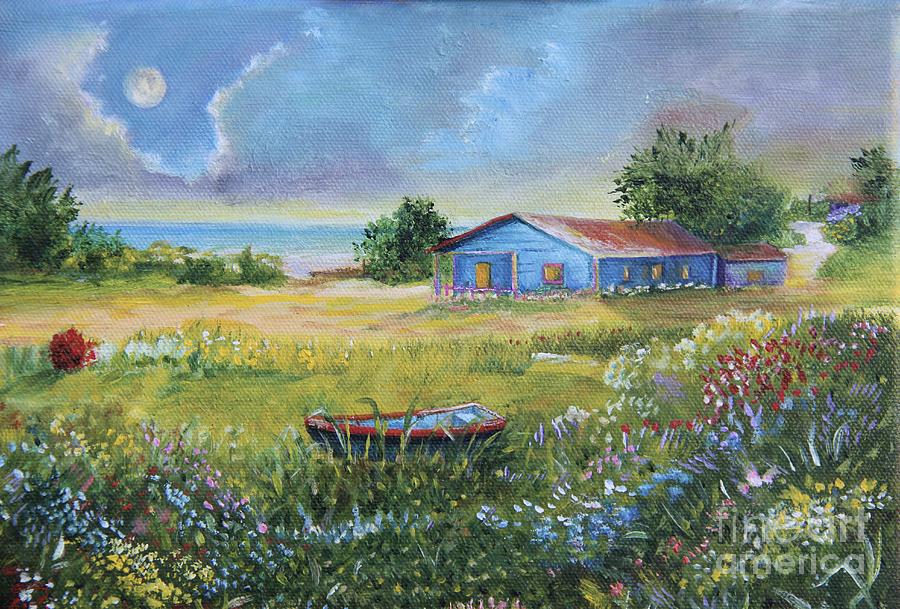 Beach country House Painting by Alicia Maury
