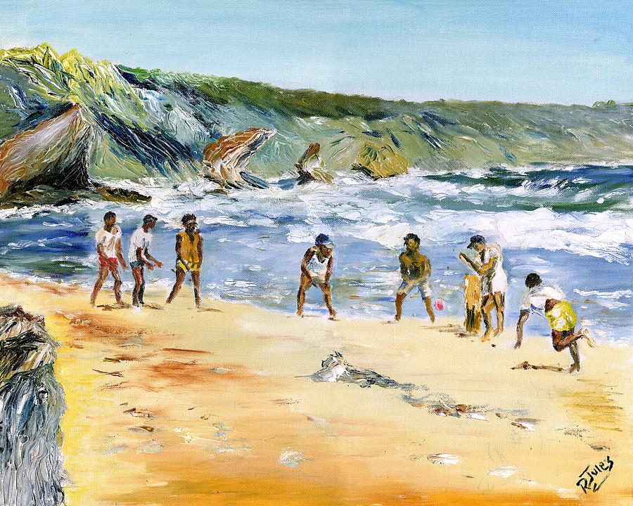 Beach Cricket Painting by Richard Jules